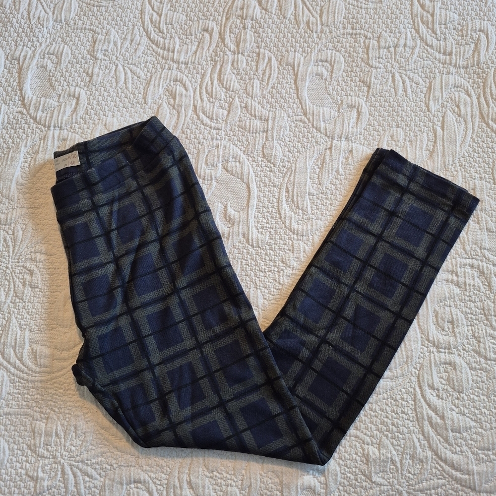 Zara girls size 9/10 navy & olive ponte pants , elastic waisted, EUC